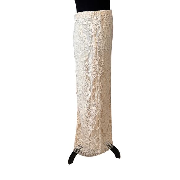 New PARKER Cream Slit-Back Lace Waist Maxi Skirt Size 4 - Picture 6 of 7